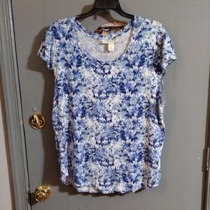 Emaline Classic And Elegant Floral Blue and White Women's Blouse